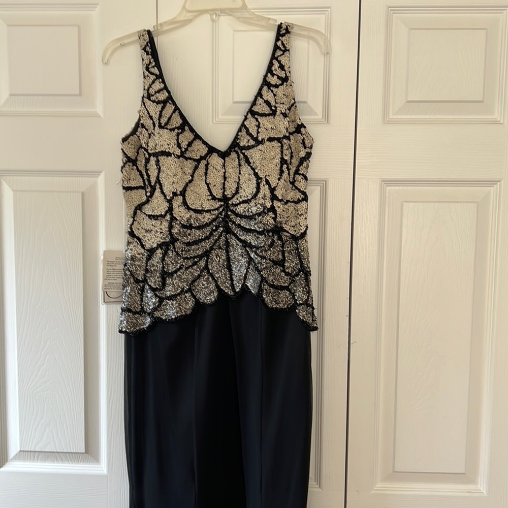 Coli couture -Evening beaded dress black and white,SILK shell. Size 8